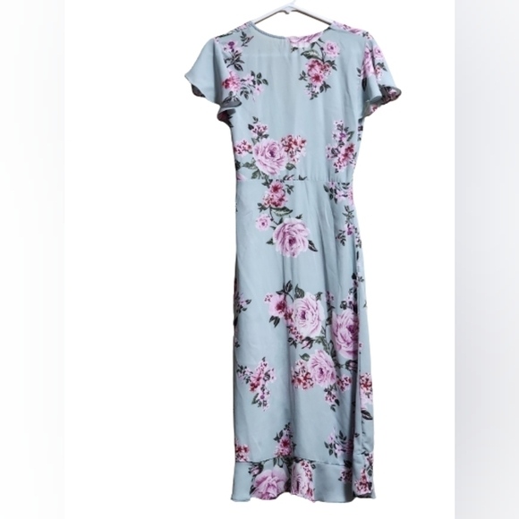 Floral crossbody wrap dress with ruffle size small - Picture 2 of 4